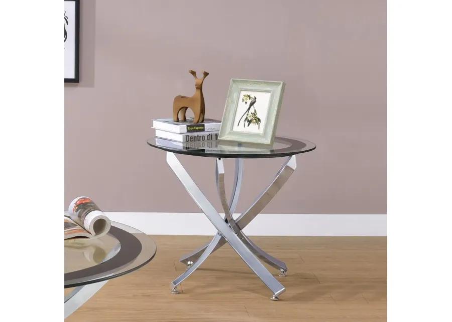 Castlefin Glass Top End Table Chrome And Black