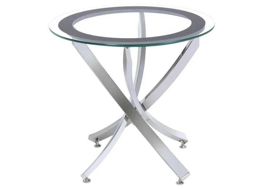 Castlefin Glass Top End Table Chrome And Black