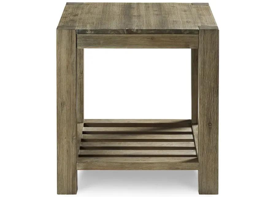 Canyon Solid Wood Rectangular End Table in Washed Grey