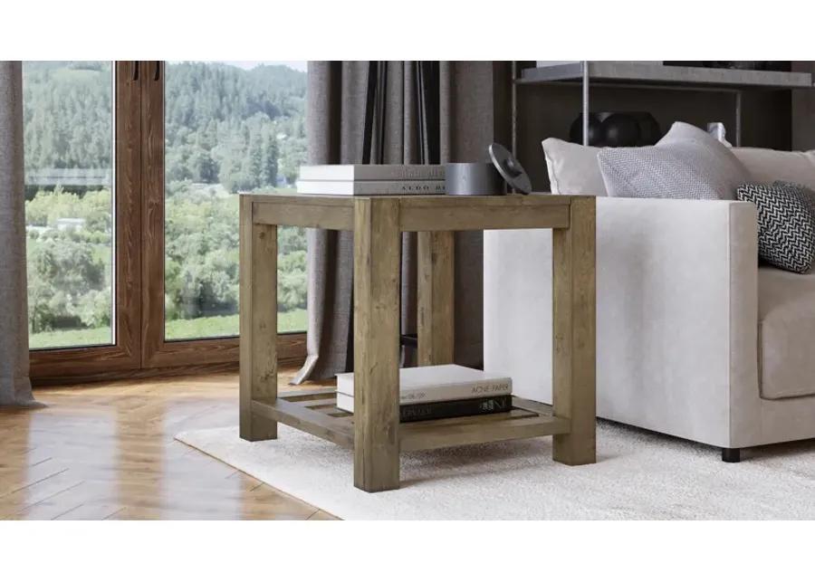 Canyon Solid Wood Rectangular End Table in Washed Grey