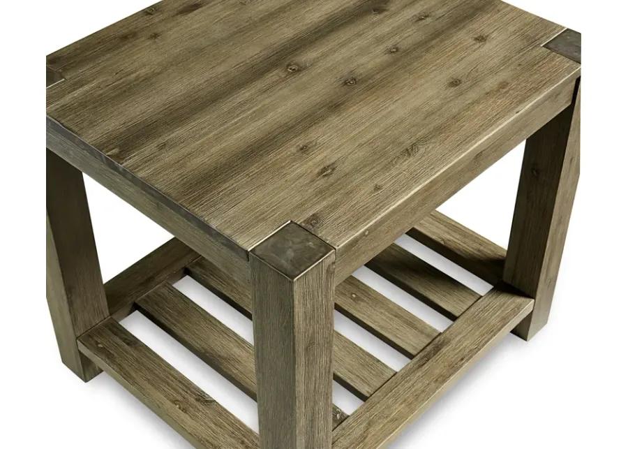 Canyon Solid Wood Rectangular End Table in Washed Grey