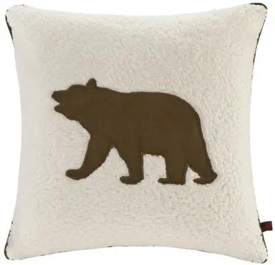 Woolrich Bear White Square Berber Pillow