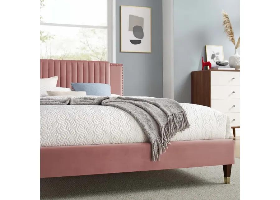 Zahra Channel Tufted Performance Velvet Twin Platform Bed