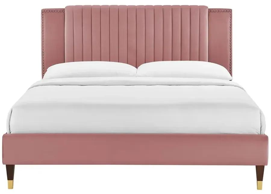 Zahra Channel Tufted Performance Velvet Twin Platform Bed