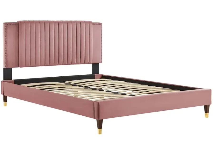 Zahra Channel Tufted Performance Velvet Twin Platform Bed