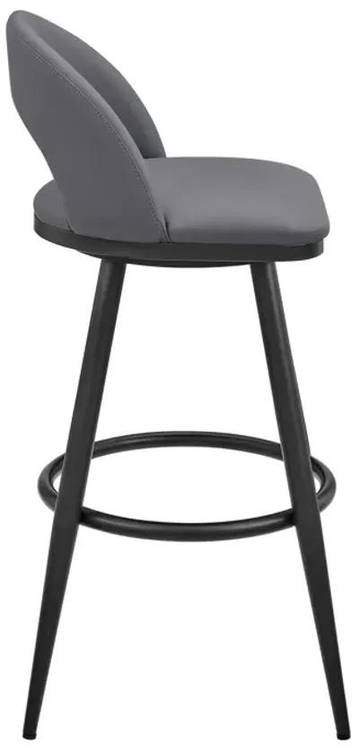 Lottech Swivel Counter Stool in Black Metal and Gray Faux Leather