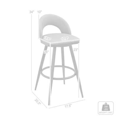 Lottech Swivel Counter Stool in Black Metal and Gray Faux Leather