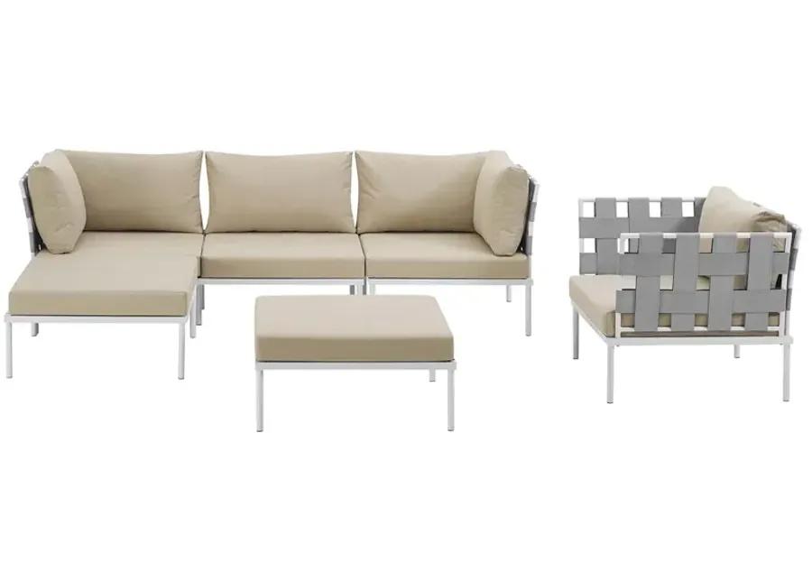 Harmony 6 Piece Outdoor Patio Aluminum Sectional Sofa Set