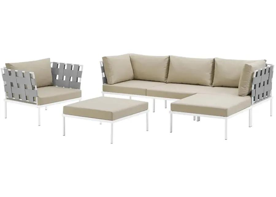 Harmony 6 Piece Outdoor Patio Aluminum Sectional Sofa Set