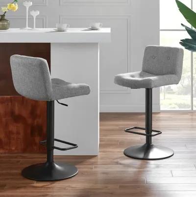 Jude  Fabric Gaslift Swivel Bar Stool, Strata Gray