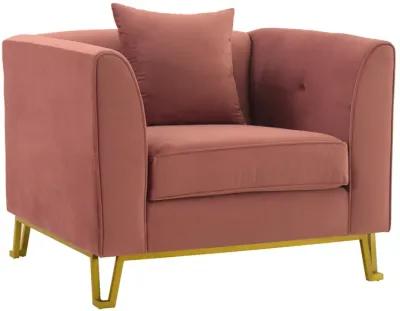 Everest Blush Fabric Upholstered Sofa Accent Chair with Brushed Gold Legs