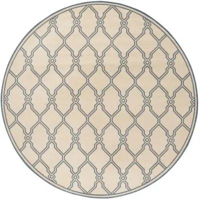 LINDEN 124 Collection LND124N-6R Cream / Blue 6'-7" X 6'-7" Round