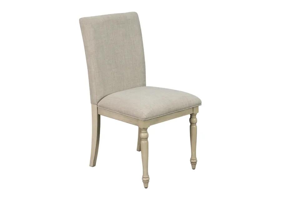 Martha Stewart Fiona Light Grey Upholstered Dining Chair with Turned Wood Legs Set of 2