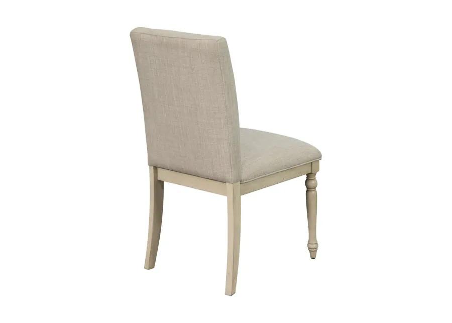 Martha Stewart Fiona Light Grey Upholstered Dining Chair with Turned Wood Legs Set of 2