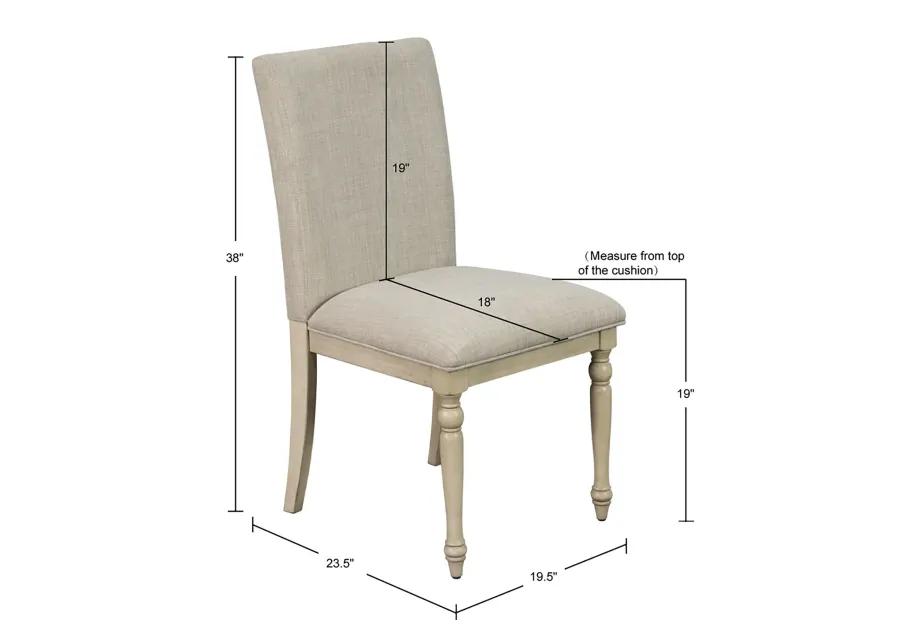 Martha Stewart Fiona Light Grey Upholstered Dining Chair with Turned Wood Legs Set of 2