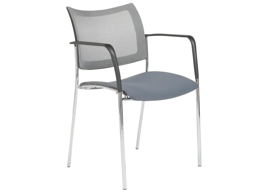 Vahn Stacking Visitor Chair in Gray with Chrome Base - Set of 2