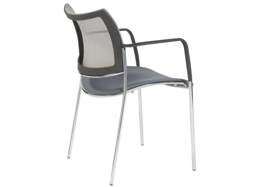 Vahn Stacking Visitor Chair in Gray with Chrome Base - Set of 2