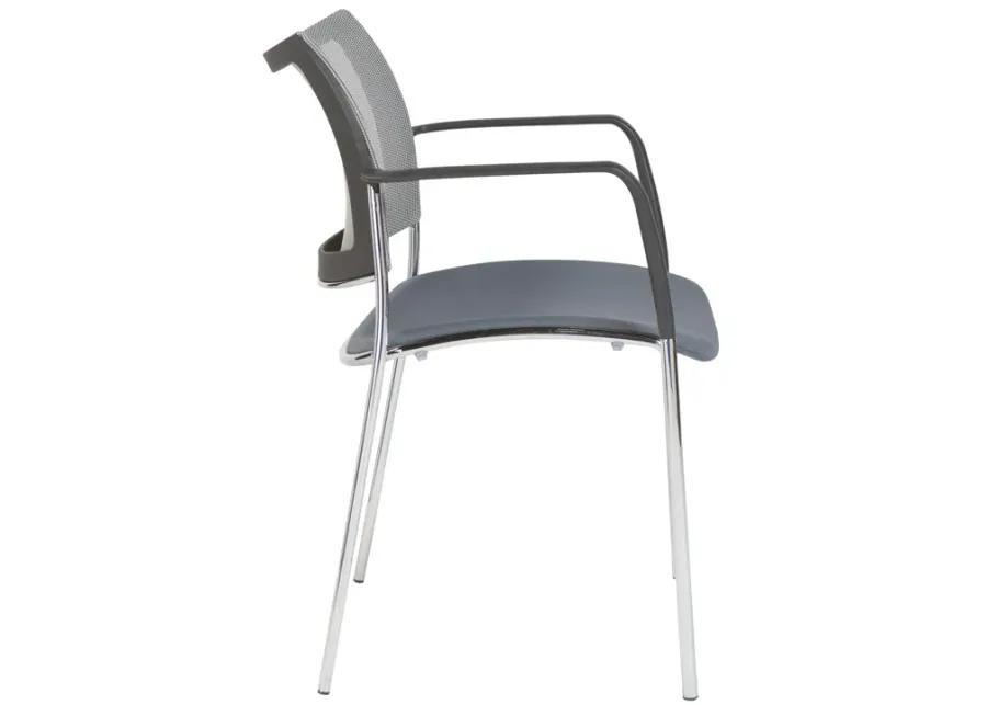 Vahn Stacking Visitor Chair in Gray with Chrome Base - Set of 2