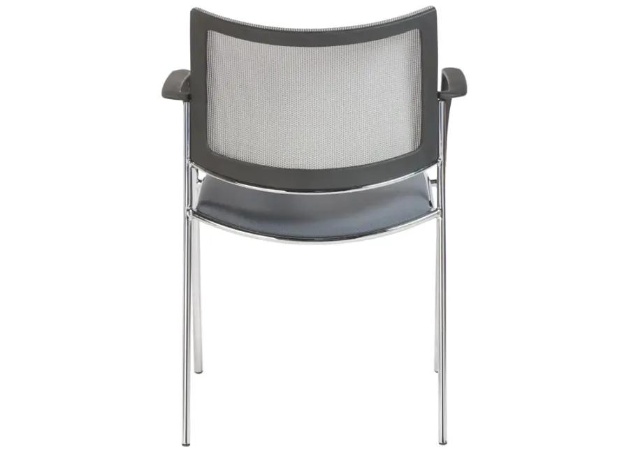 Vahn Stacking Visitor Chair in Gray with Chrome Base - Set of 2