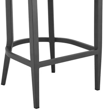 Zella Outdoor Patio Bar Stool in Aluminum with Light Gray Rope and Earl Gray Cushions