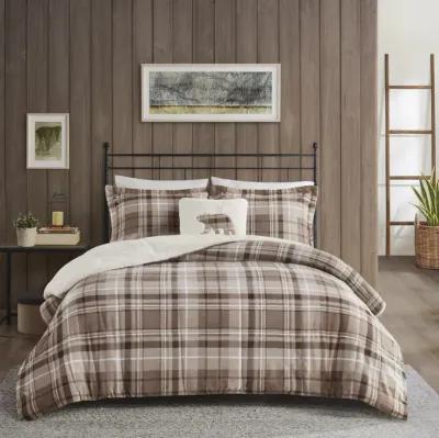 Woolrich Alton Tan Plaid Plush to Sherpa Down Alternative Comforter Set