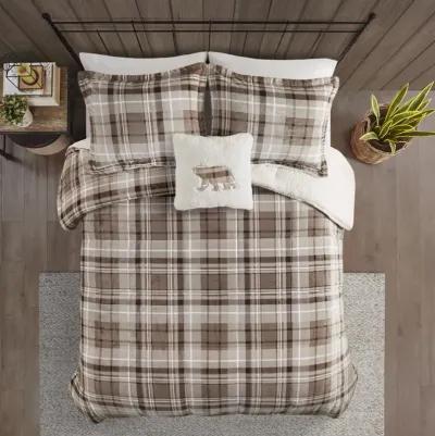 Woolrich Alton Tan Plaid Plush to Sherpa Down Alternative Comforter Set