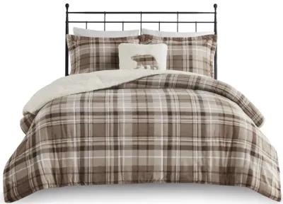 Woolrich Alton Tan Plaid Plush to Sherpa Down Alternative Comforter Set