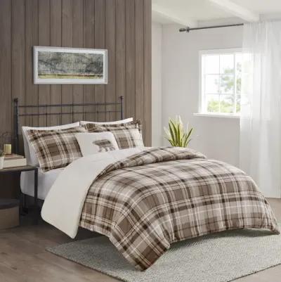 Woolrich Alton Tan Plaid Plush to Sherpa Down Alternative Comforter Set