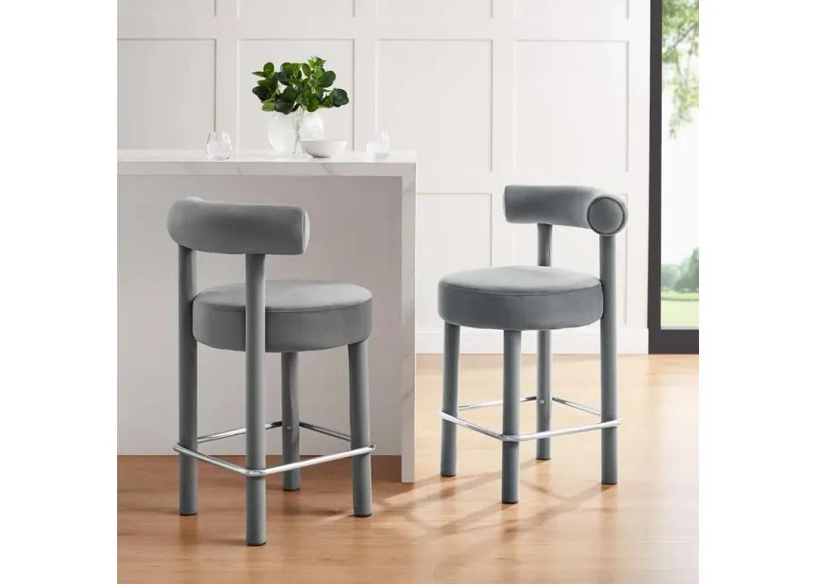 Toulouse Performance Velvet Counter Stool - Set of 2