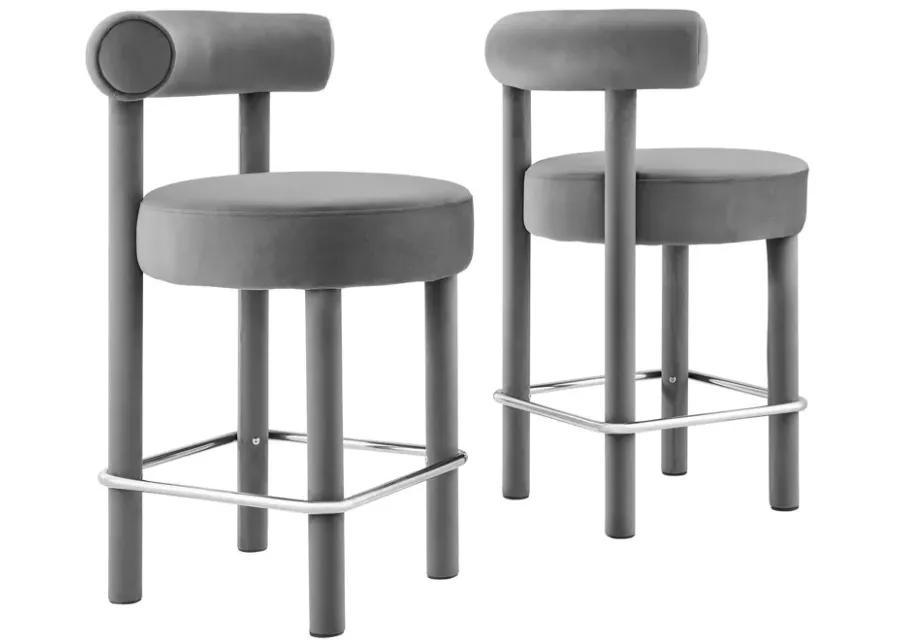 Toulouse Performance Velvet Counter Stool - Set of 2