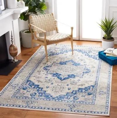 Brentwood 851 Ivory / Blue 2' X 8' Runner Powerloomed Rug