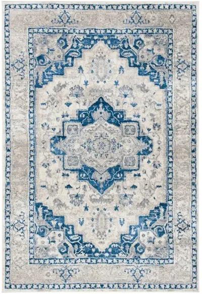 Brentwood 851 Ivory / Blue 2' X 8' Runner Powerloomed Rug