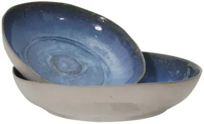 S/2 Ceramic 12/15" Bowls, Blue