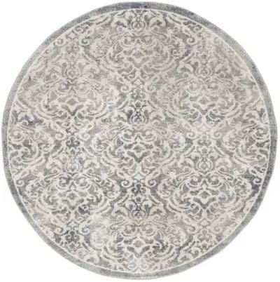 Brentwood 810 Light Grey / Blue 3' X 3' Round Round Powerloomed Rug