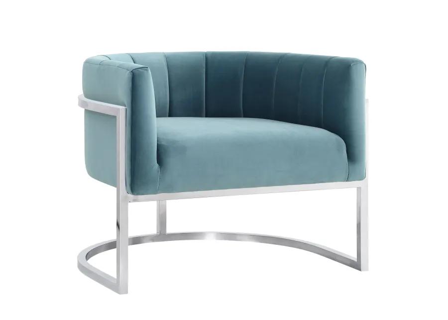 Magnolia Sea Blue Chair with Silver Base