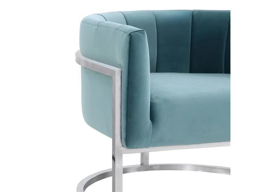 Magnolia Sea Blue Chair with Silver Base