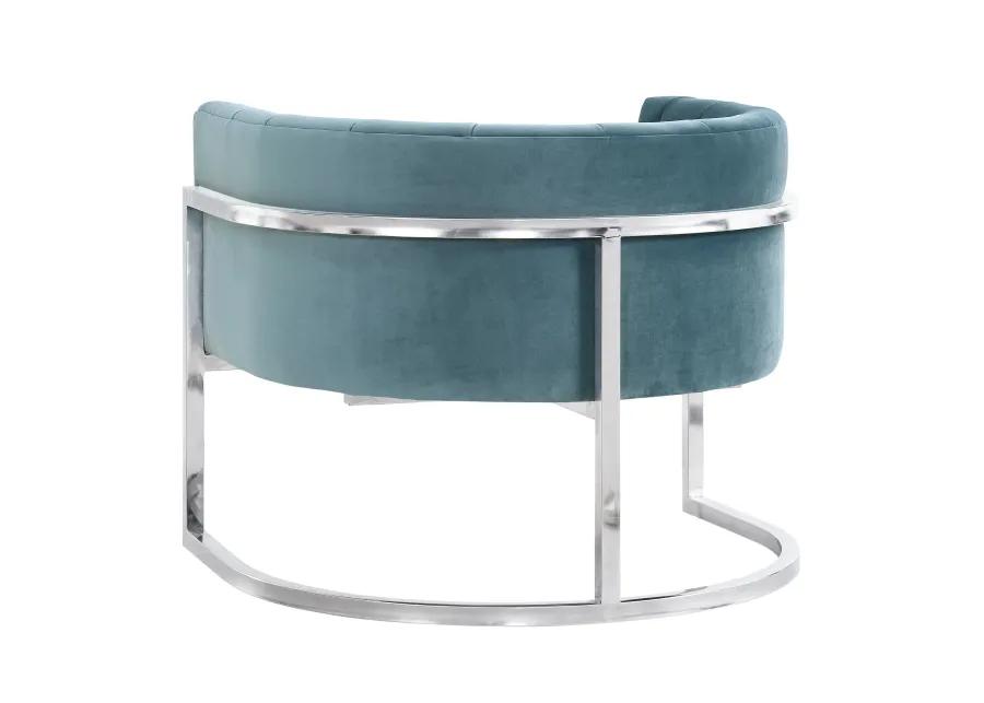 Magnolia Sea Blue Chair with Silver Base