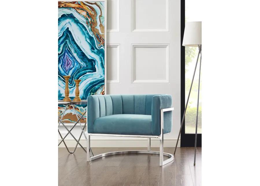 Magnolia Sea Blue Chair with Silver Base