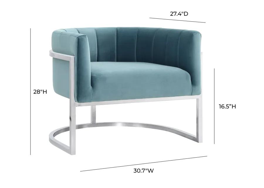 Magnolia Sea Blue Chair with Silver Base