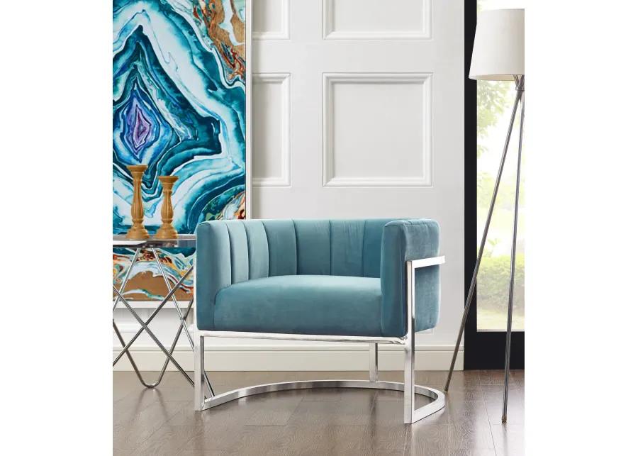 Magnolia Sea Blue Chair with Silver Base