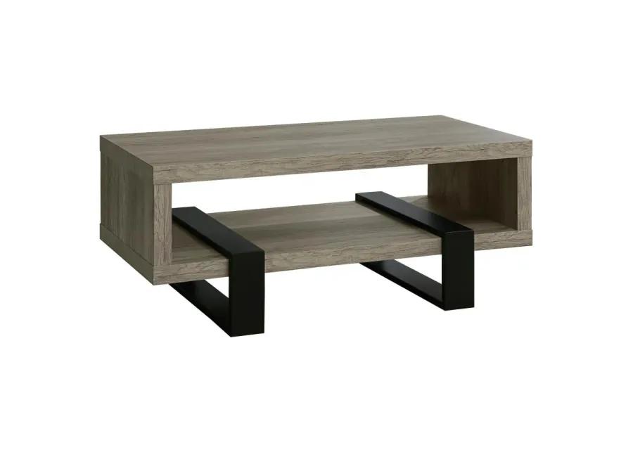 Adelynn Coffee Table with Shelf Grey Driftwood