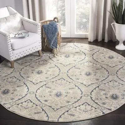 Brentwood 860 Light Grey / Blue 6'-7" X 6'-7" Round Round Powerloomed Rug