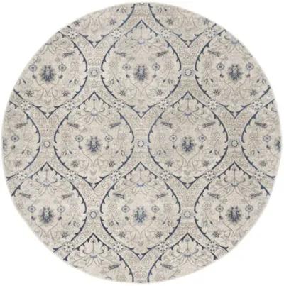 Brentwood 860 Light Grey / Blue 6'-7" X 6'-7" Round Round Powerloomed Rug