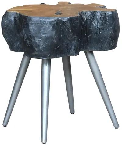 Anya KD Recycled Teak Root Side/ End Table, Natural/Black