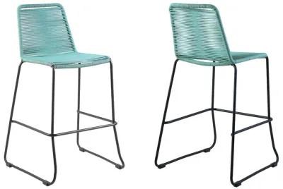 Shasta 26" Outdoor Metal and Wasabi Rope Stackable Counter Stool - Set of 2