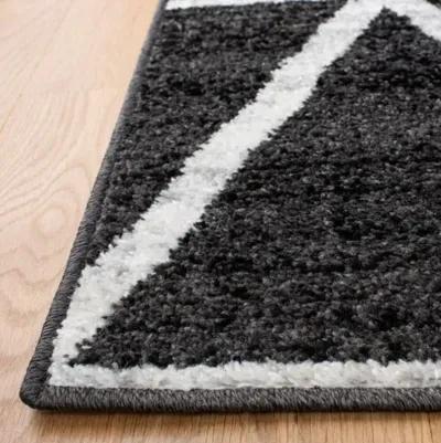 ADIRONDACK Contemporary Black / Ivory 6' X 6' Round Powerloomed Rug