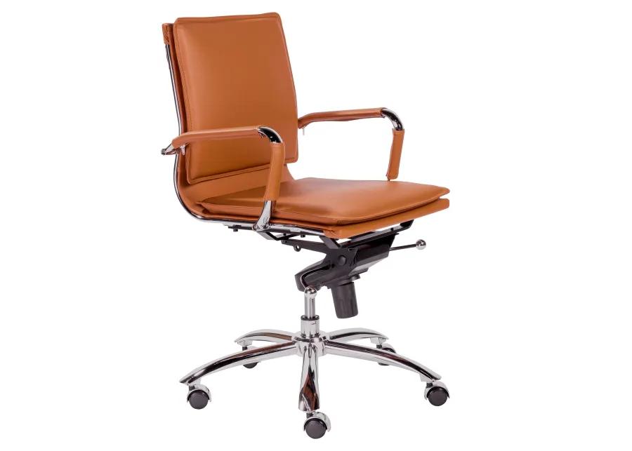 Gunar Pro Low Back Office Chair in Cognac with Chrome Base