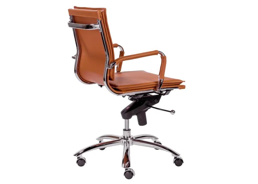 Gunar Pro Low Back Office Chair in Cognac with Chrome Base