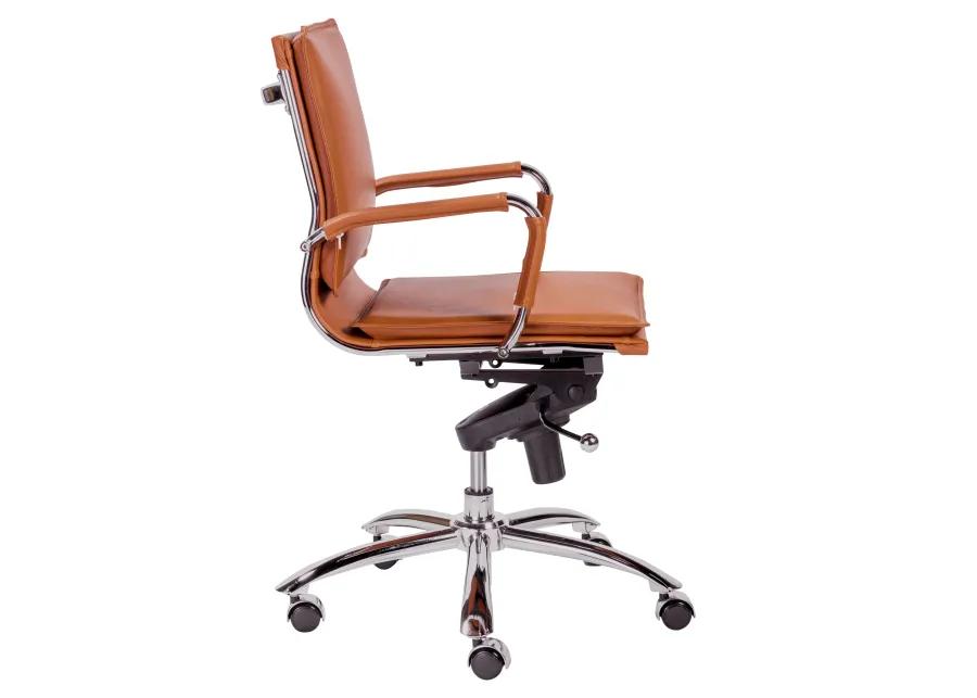 Gunar Pro Low Back Office Chair in Cognac with Chrome Base