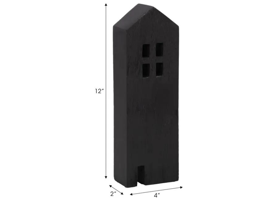 12" Wood House Decor, Black